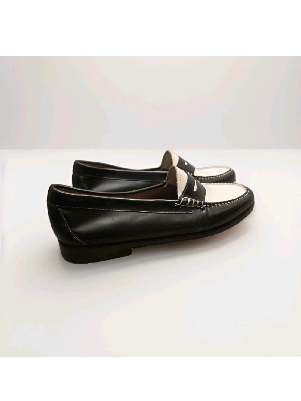 G.H. Bass & Co. Two-Tone Black and White Leather Penny Loafers - Picture 4 of 9